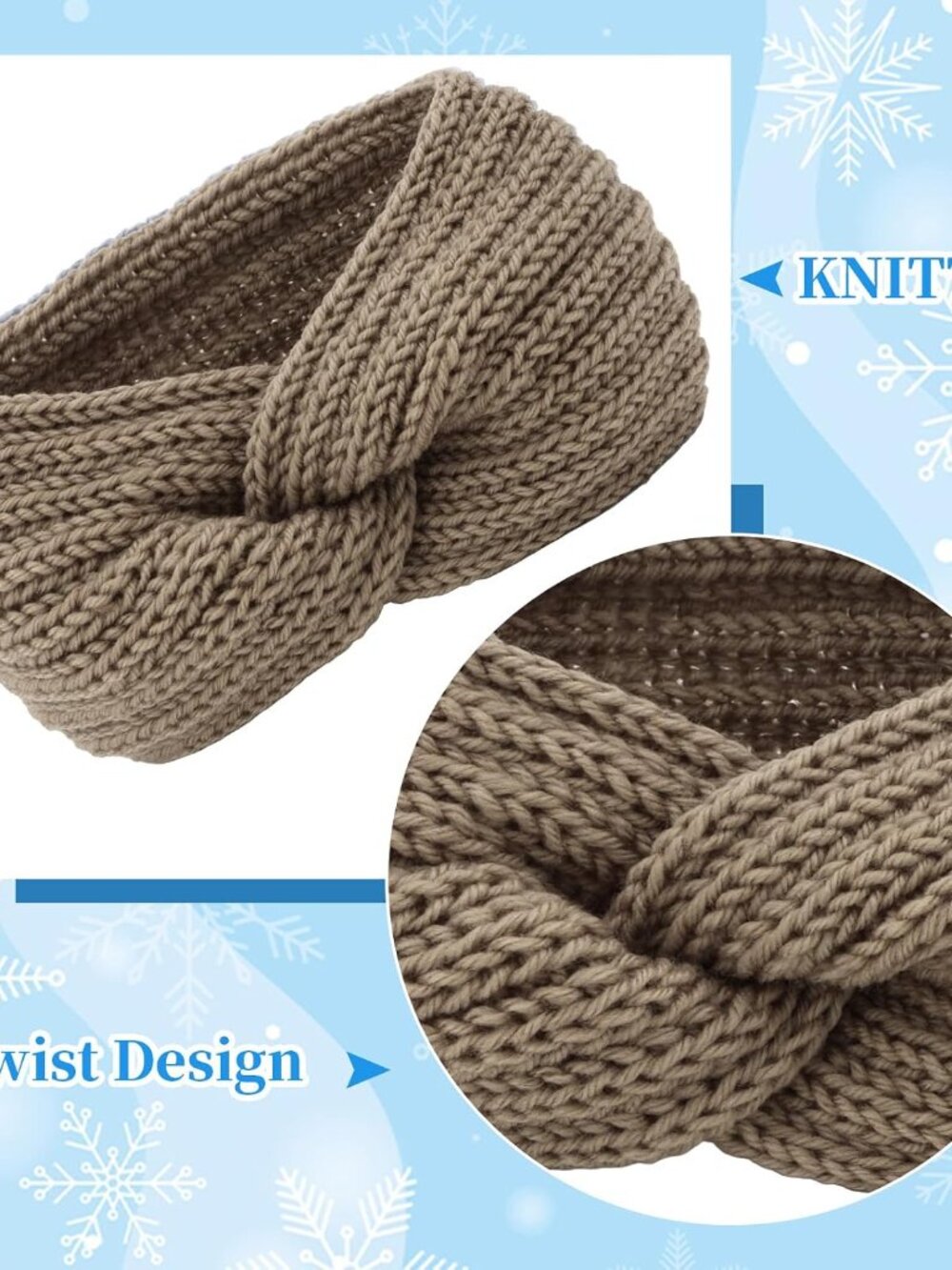 YARIEW Winter Headbands for Women Ear Warmers Wide Headbands for Women - Picture 3 of 11